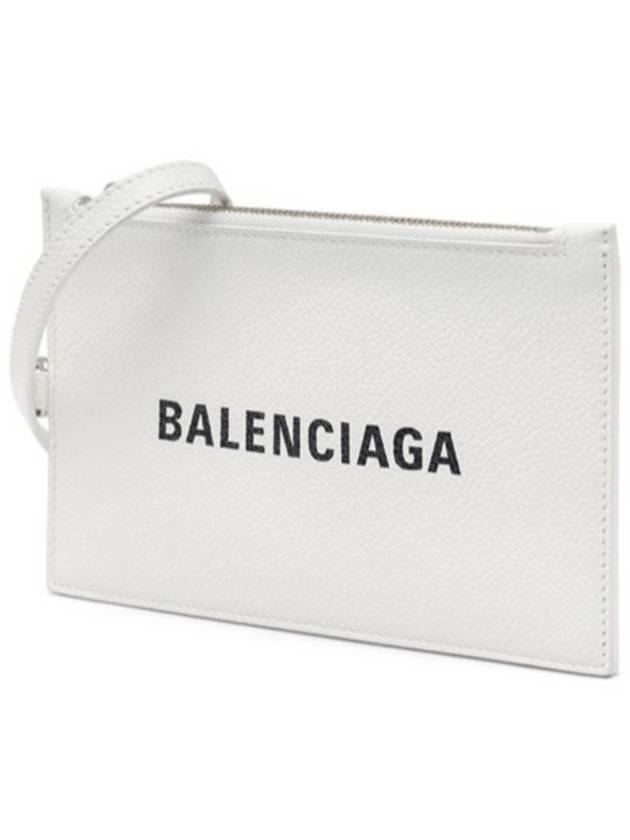 Luxury Balenciaga  Cash Logo Strap Double Pouch Strap Card Wallet White