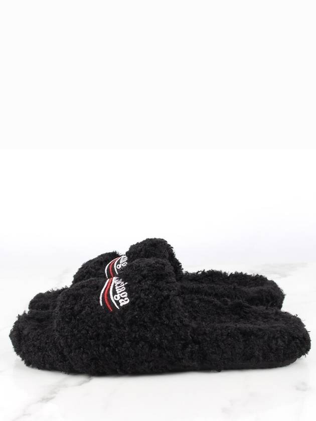 Luxury Balenciaga  Wave logo furry slide 40 255 260