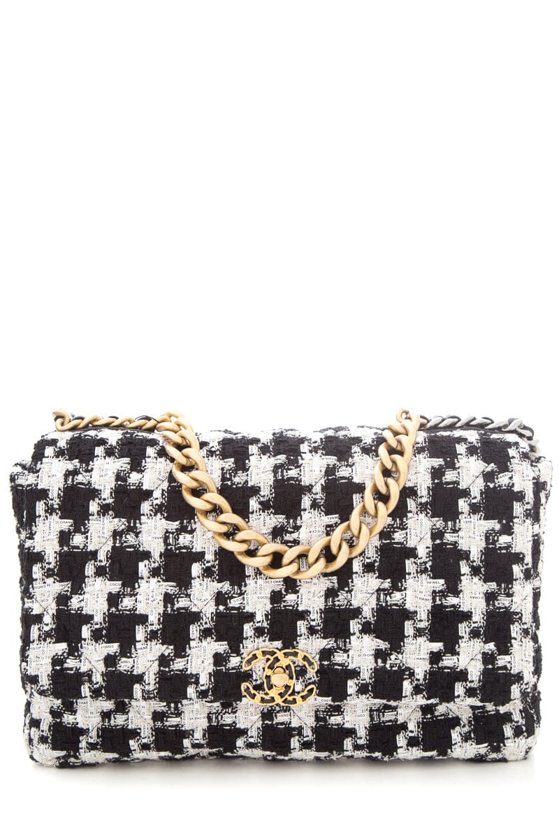 Chanel 2020 19 Black & White Tweed Maxi HandBag