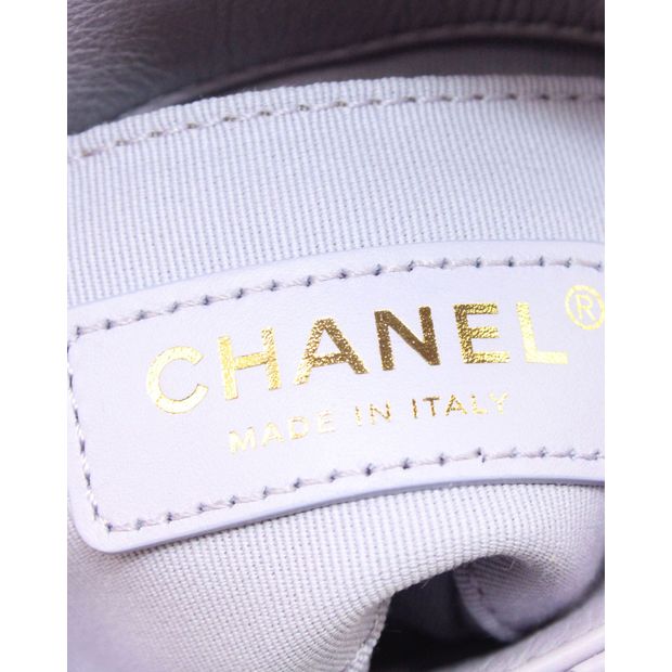 CHANEL Mini Framing Chain Flap Bag in Purple Leather