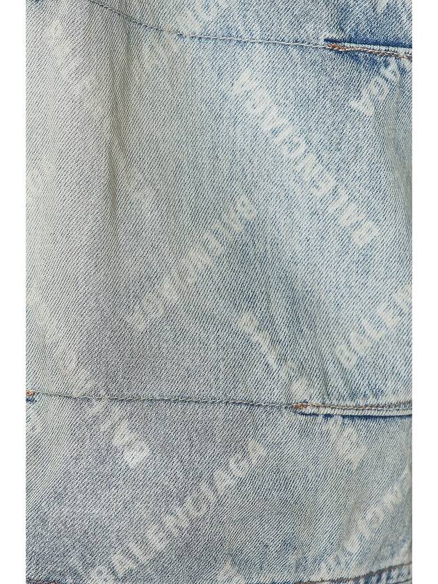 Luxury Balenciaga  Bal Diagonal Allover Cargo Wide Jeans Blue