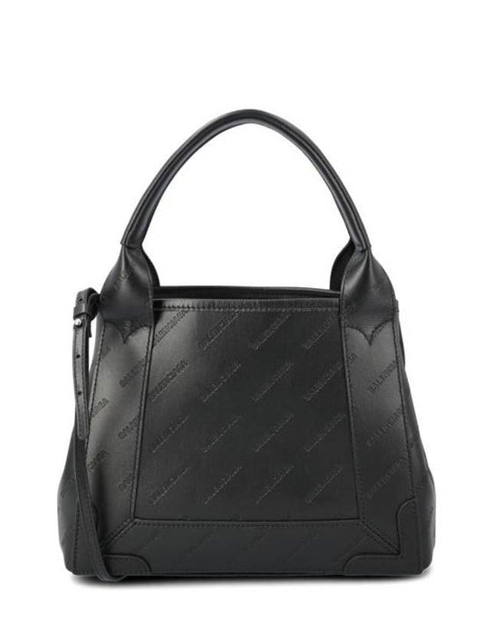 Luxury Balenciaga  Navy XS Embossed Logo Tote Bag Black