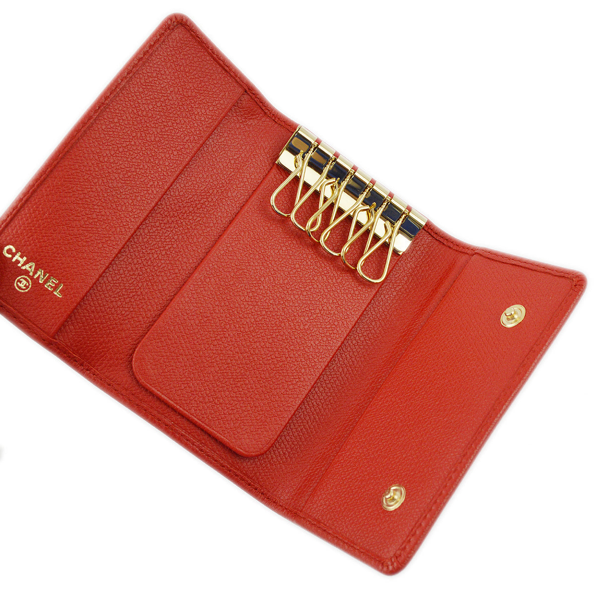 Chanel Red Caviar Six Hook Key Case Small Good