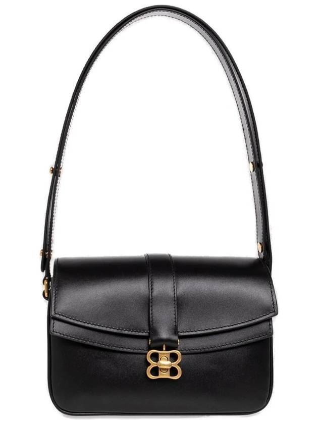 Luxury Balenciaga  WoMen's BB Buckle Flap Shoulder Bag Black