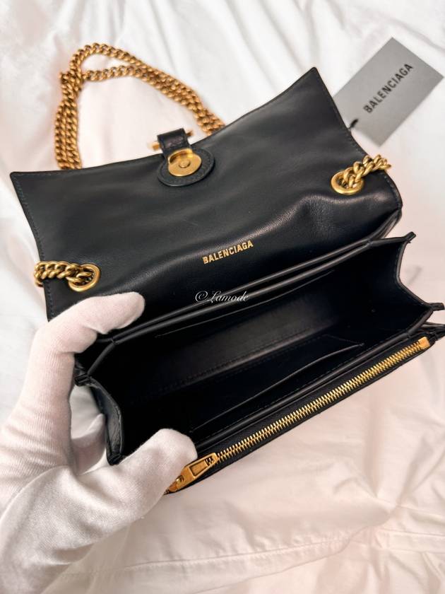Luxury Balenciaga  Crush XS Chain Quilted Shoulder Bag Black
