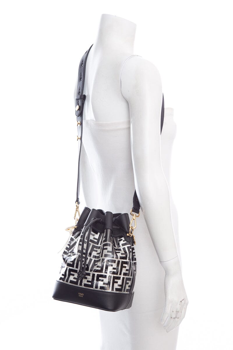 Fendi Black Monogram Mon Tresor Plexi Bucket Bag