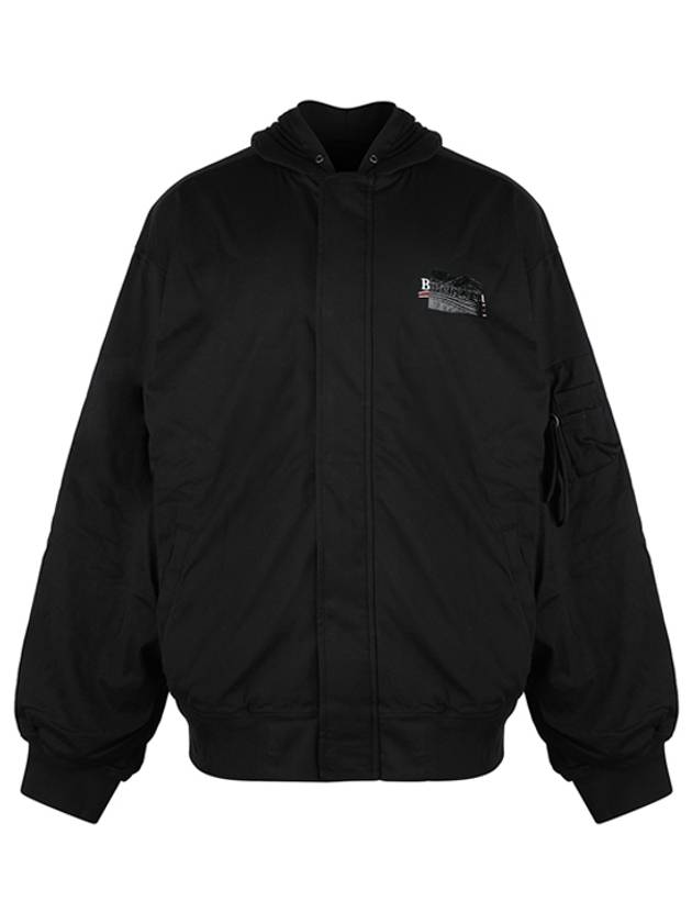 Luxury Balenciaga  Gaffer Padded Cotton Bomber Jacket Black