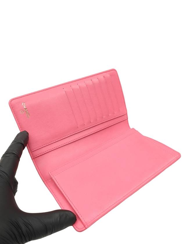 Pink Lambskin Boy Long Flap Wallet 22nd Chanel
