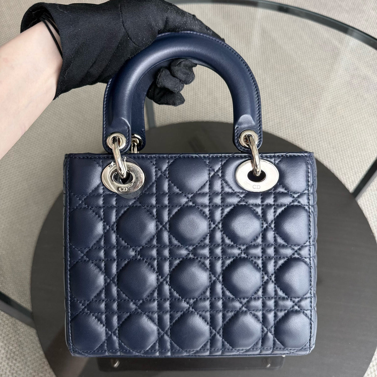 Dior Lady Small - Cannage Lambskin Dark Blue Gold Hardware