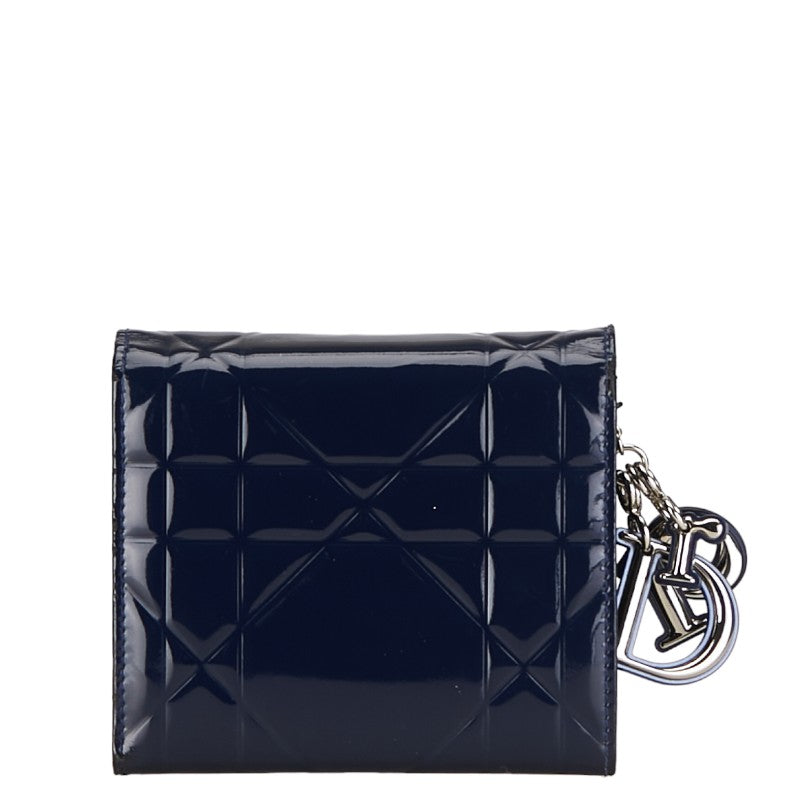 Dior Canarium Three Fold Wallet Navy Patent Leather  Dior