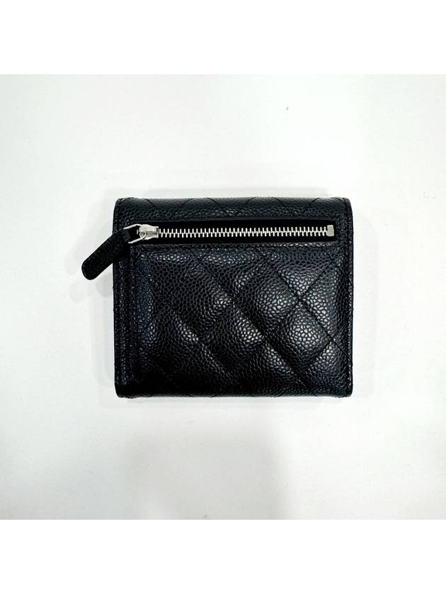 Small Classic Flap Wallet Grained Calfskin Silver Black Chanel