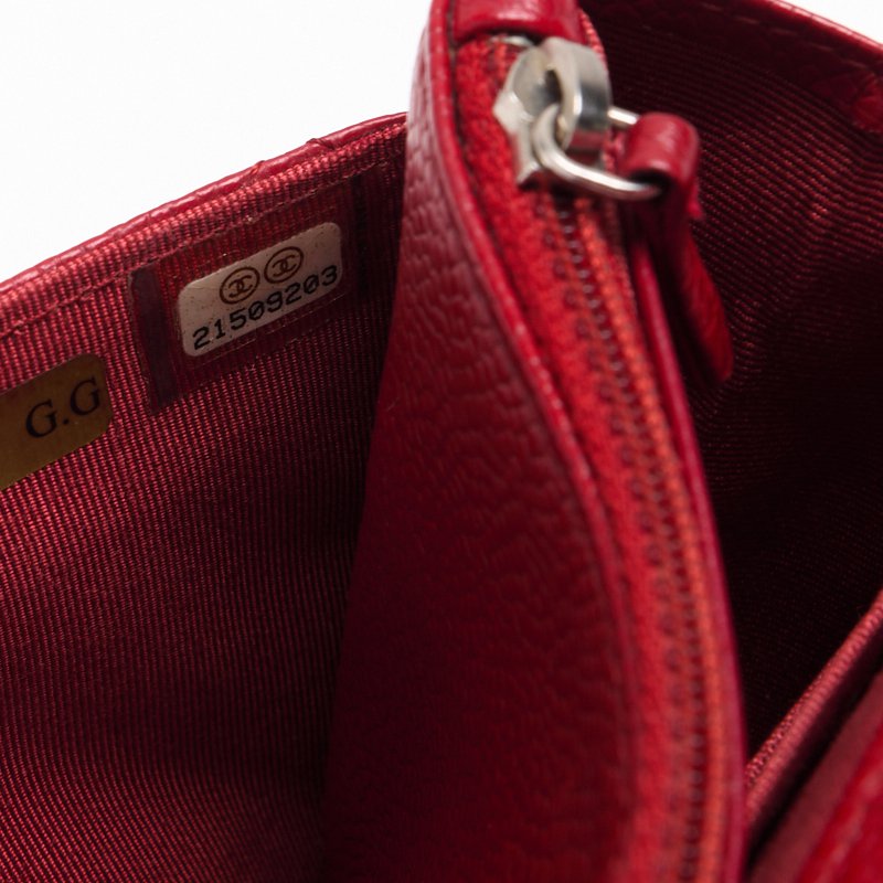 Chanel Matrasse Chain Wallet Caviar S Red (Silver G )  Wallet