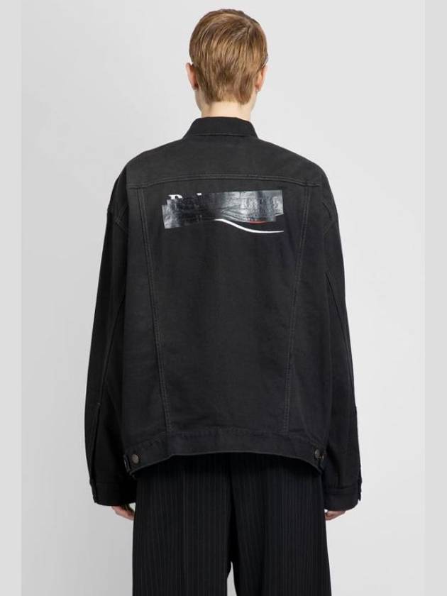 Luxury Balenciaga  Political Campaign Logo Oversized Denim Jacket Black