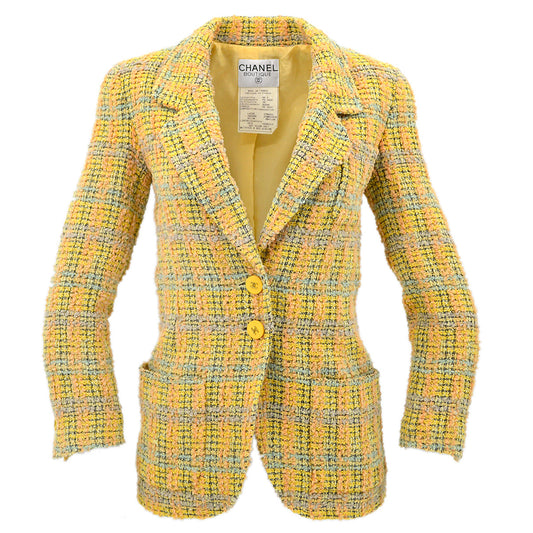 Chanel Fall 1994 single-breasted tweed boucle jacket #34