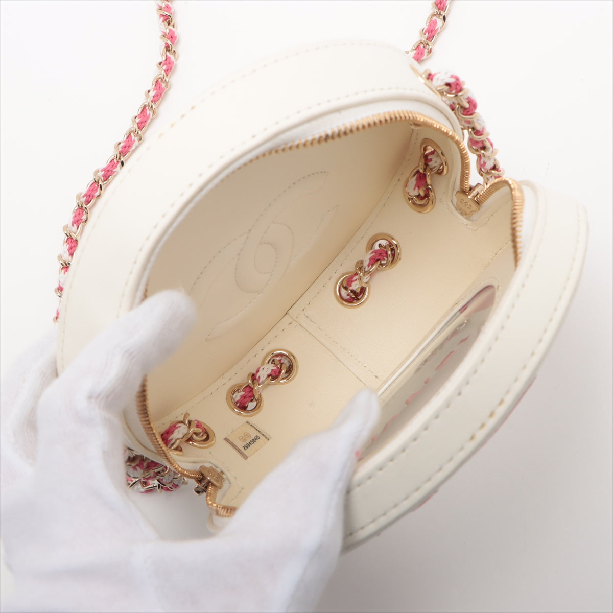Chanel Rapauza in Chain Shoulder Bag White x Pink G