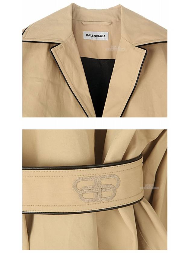 Luxury Balenciaga  Line Detail Belt Single Coat Beige