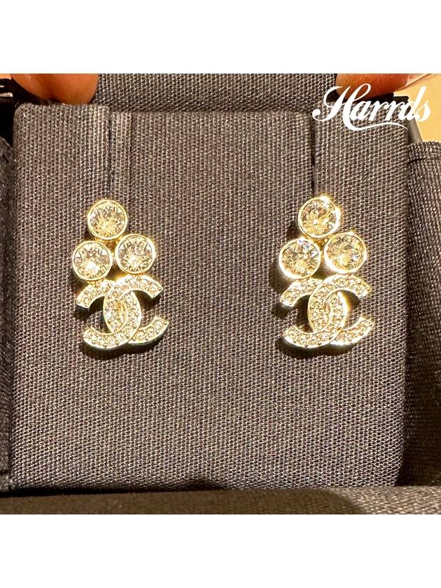 CC Logo Crystal Earrings Gold Chanel
