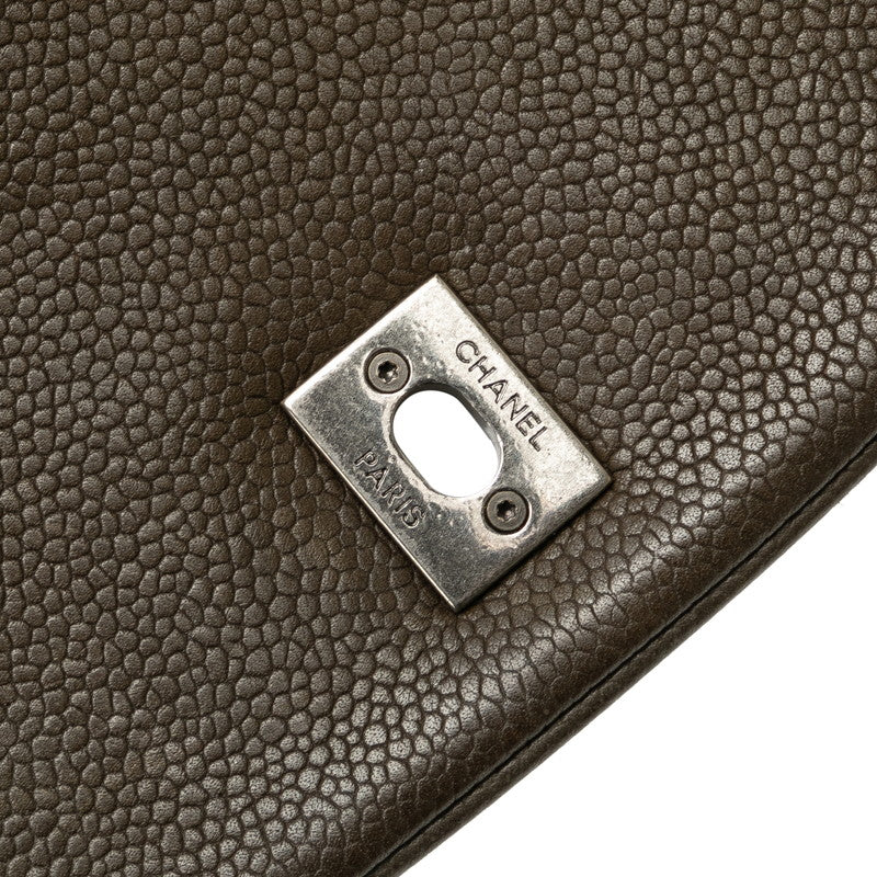 Chanel Matrasse Chain Shoulder Bag Khaki Grey Caviar S  Chanel