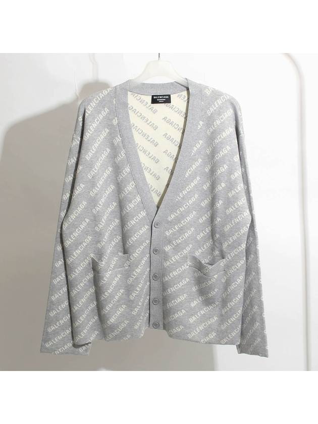 Luxury Balenciaga  All-Over Logo Cardigan Grey