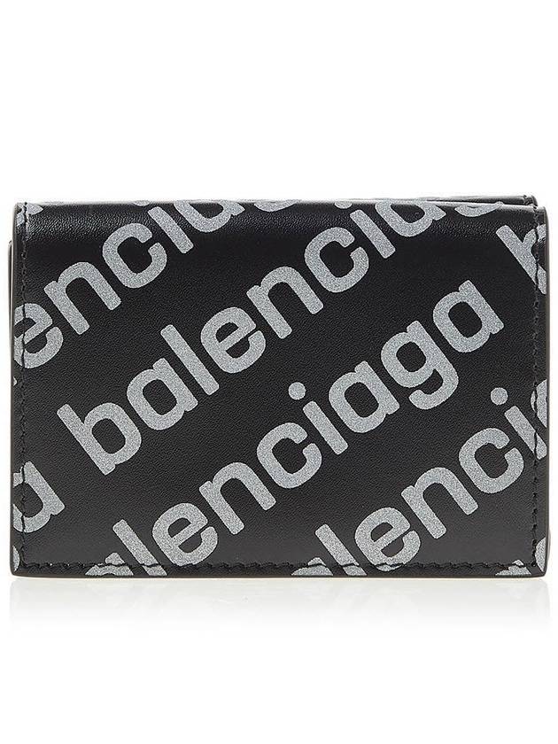 Luxury Balenciaga  All-Over Logo Tri-Fold Half Wallet Black