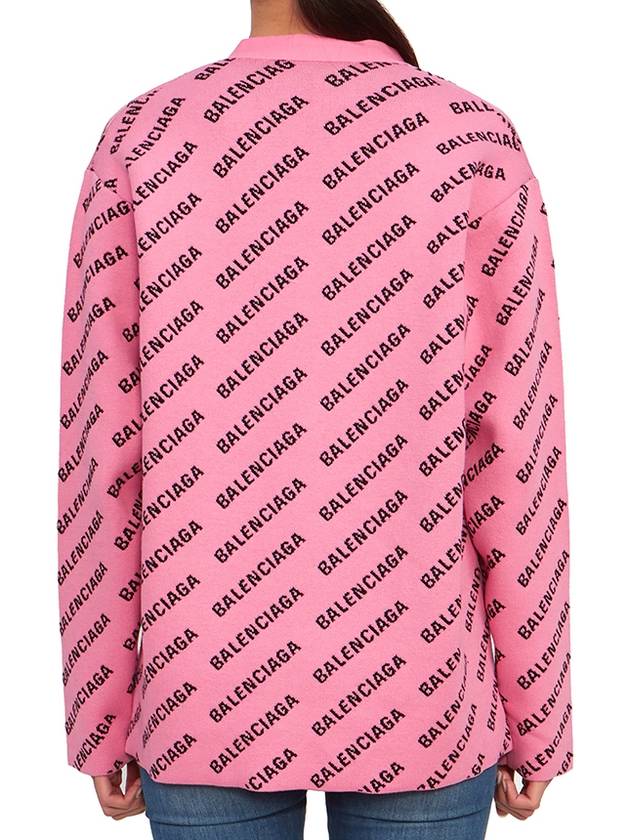 Luxury Balenciaga  All-Over Logo Cardigan Pink