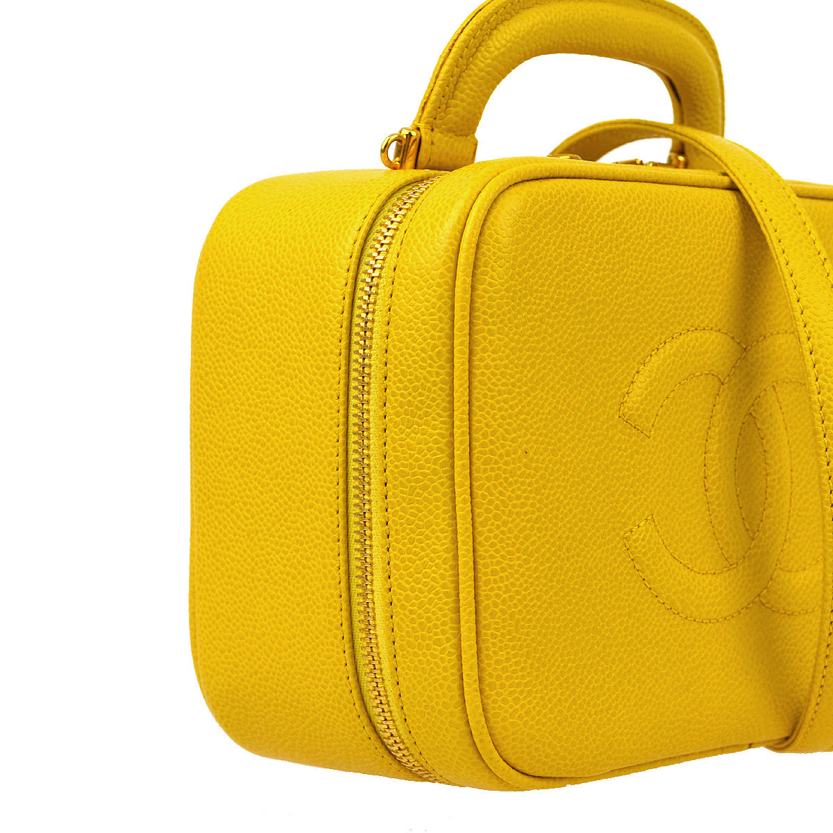 Chanel * Yellow Caviar Timeless Lunch Box Vanity 2way Handbag