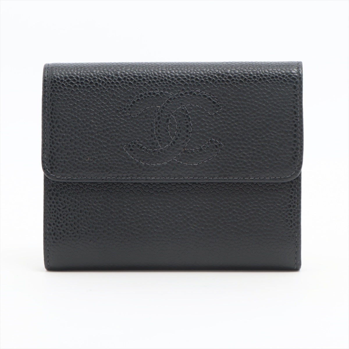 Chanel Coco Caviar S Compact Wallet Black Gold  8th