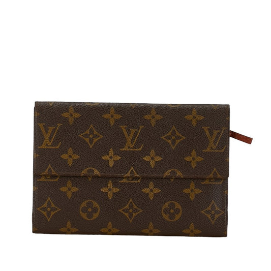 Louis Vuitton Monogram Pochette Passport Long Wallet Brown PVC Leather  Louis Vuitton