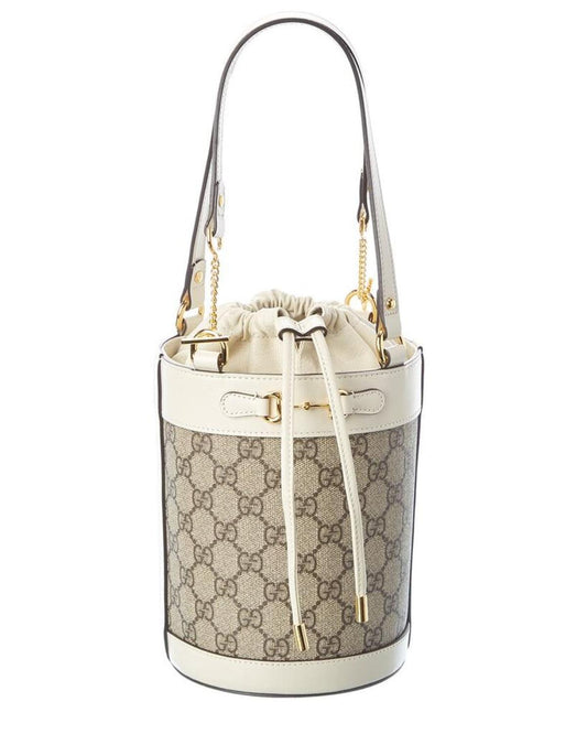 Gucci Horsebit 1955 Small GG Supreme Canvas & Leather Bucket Bag