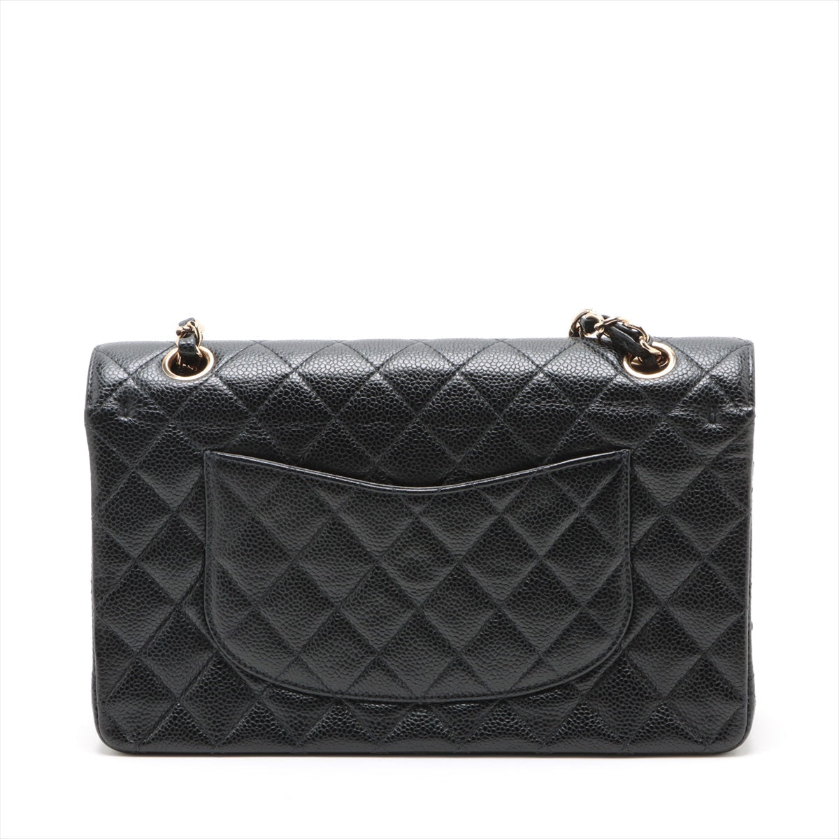 Chanel Matrasse 25 Caviar S Double Flap Double Chain Bag Black Silver  8th A01112