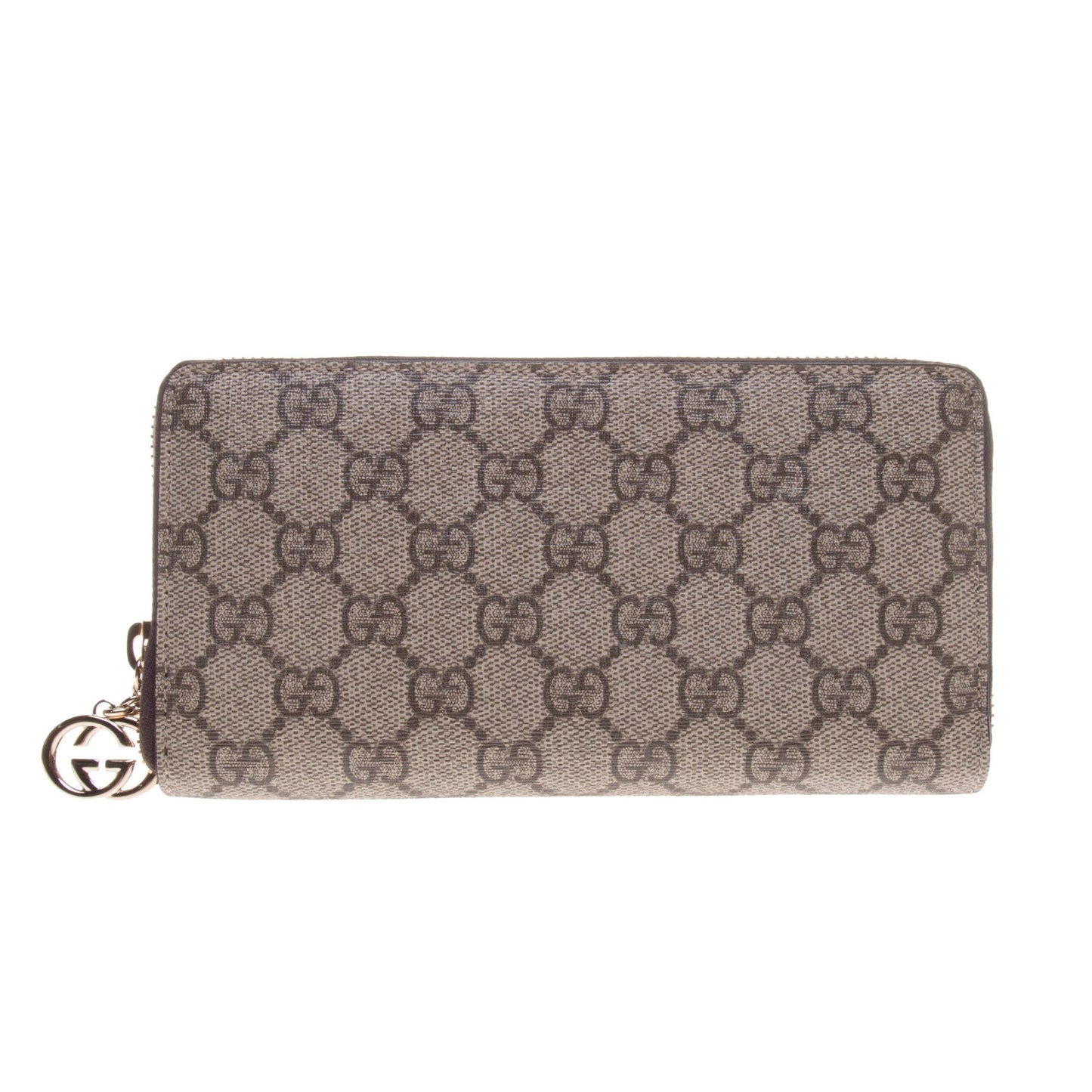 Gucci 307982 Beige/Ebony GG Supreme Canvas Zip Around Long Wallet
