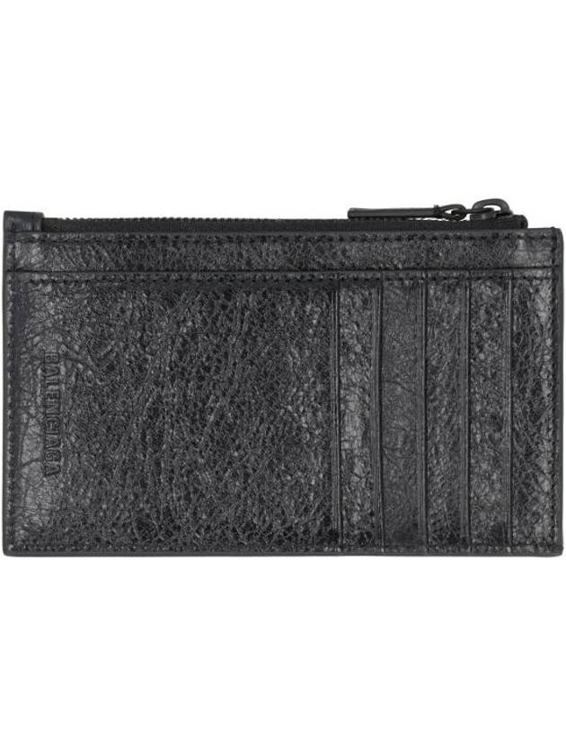 Luxury Balenciaga  Le Cagole Leather Card Wallet Black