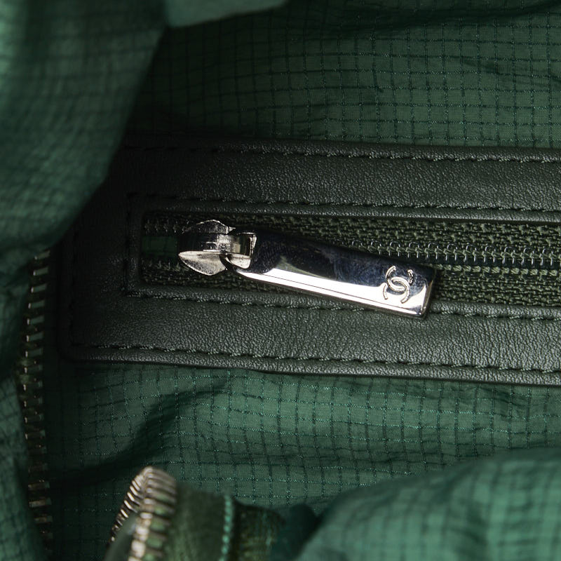 Chanel Rucksack Backpack Green Nylon Leather  Chanel