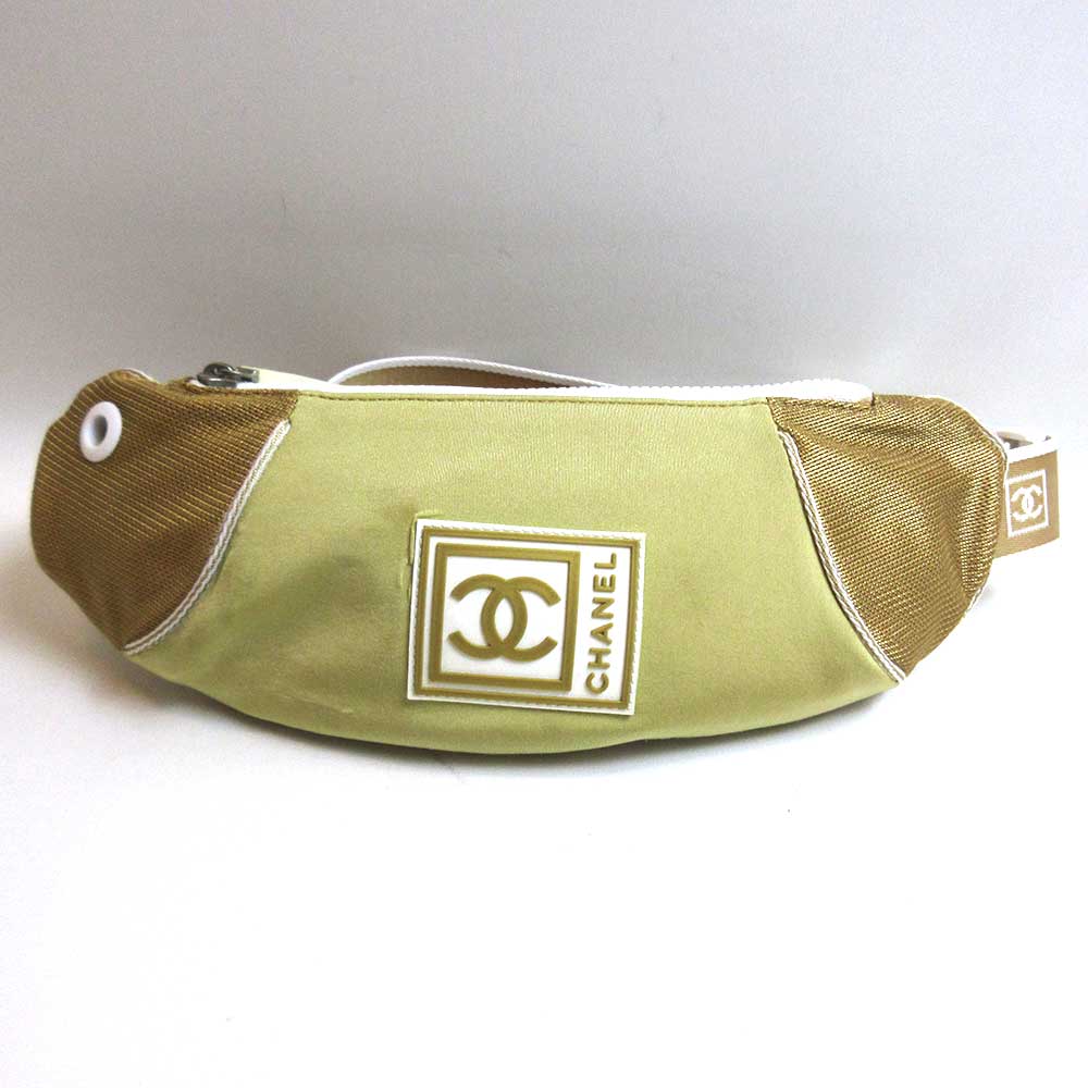 Chanel Nylon Waist Pouch Body Bag Beige New