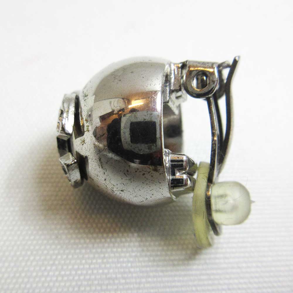 Chanel Silver Earrings Coco Mark AB Rank