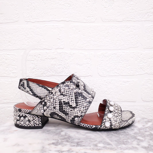 3.1 PHILLIP LIM SNAKE PRINT SANDALS WITH STUDS - SIZE 38