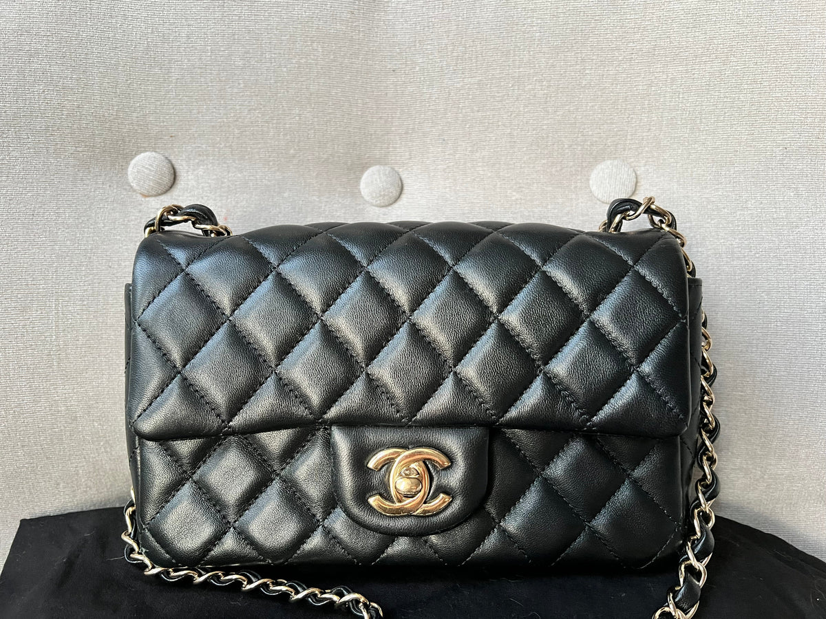 Chanel Mini Rectangular Classic Flap in Black Lambskin