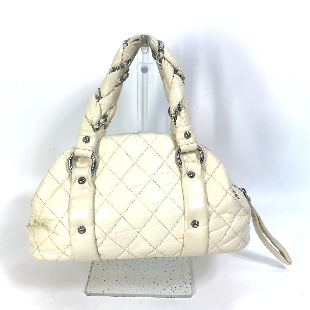 CHANEL Handbag leather beige Bubble quilt CC COCO Mark