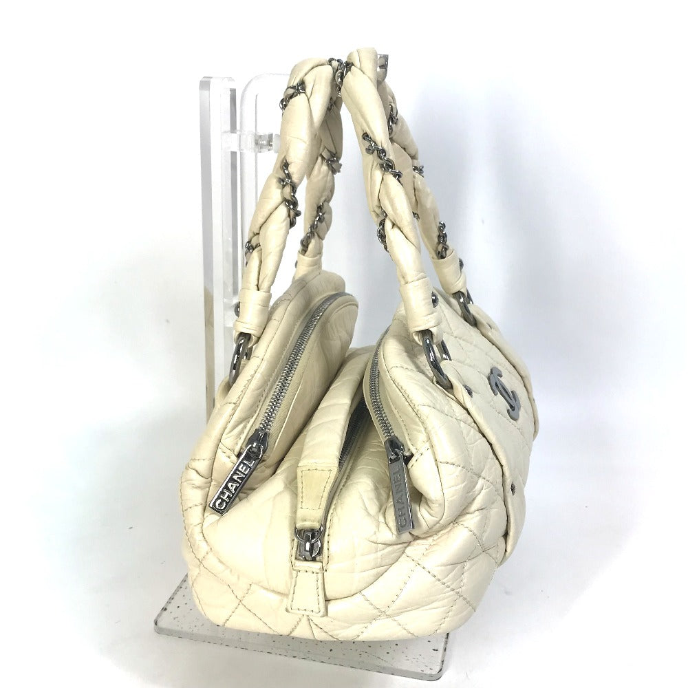 CHANEL Handbag leather beige Bubble quilt CC COCO Mark