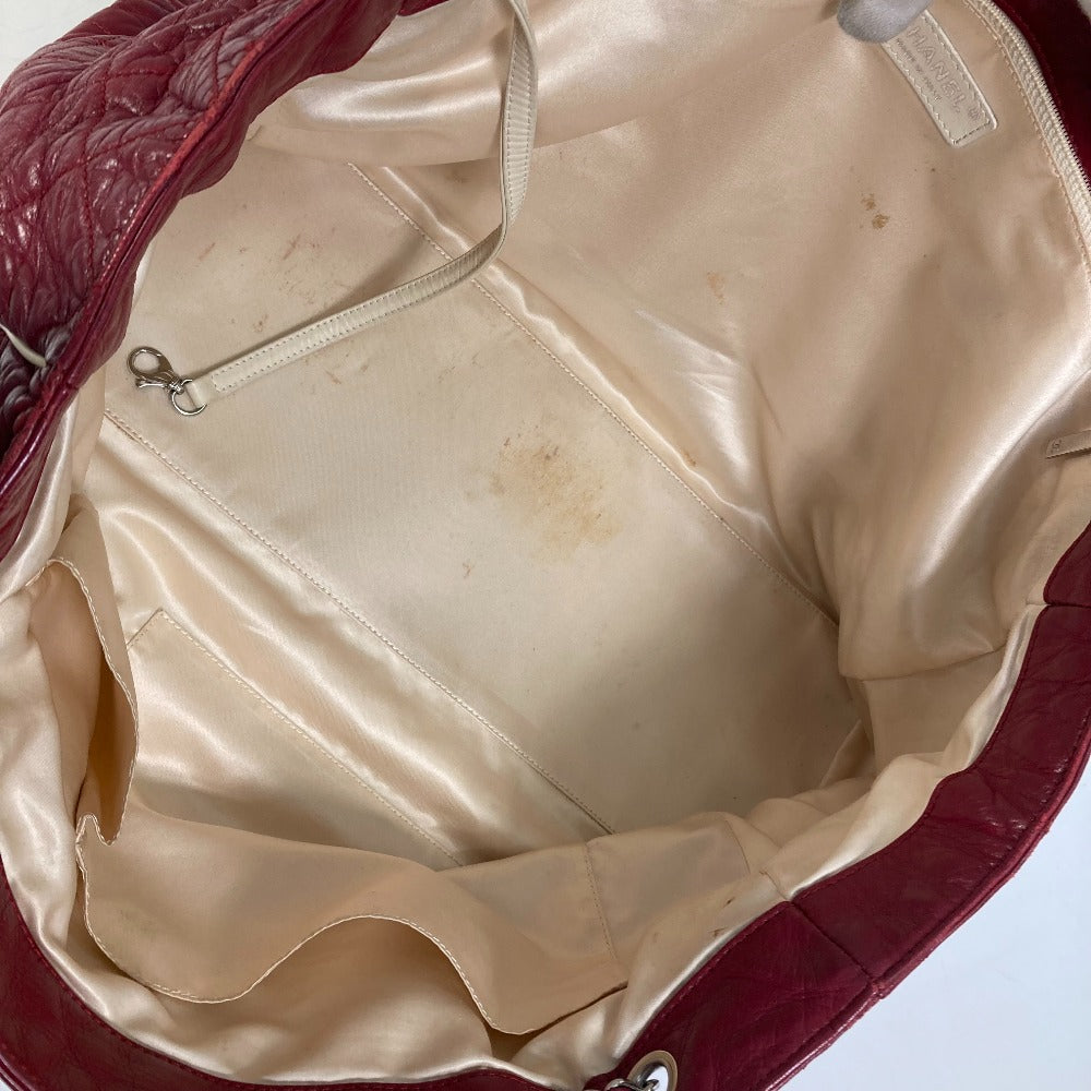 CHANEL Shoulder Bag leather Red Bag Tote Bag quilted shawl 2.55 Matelasse WChain Women Used