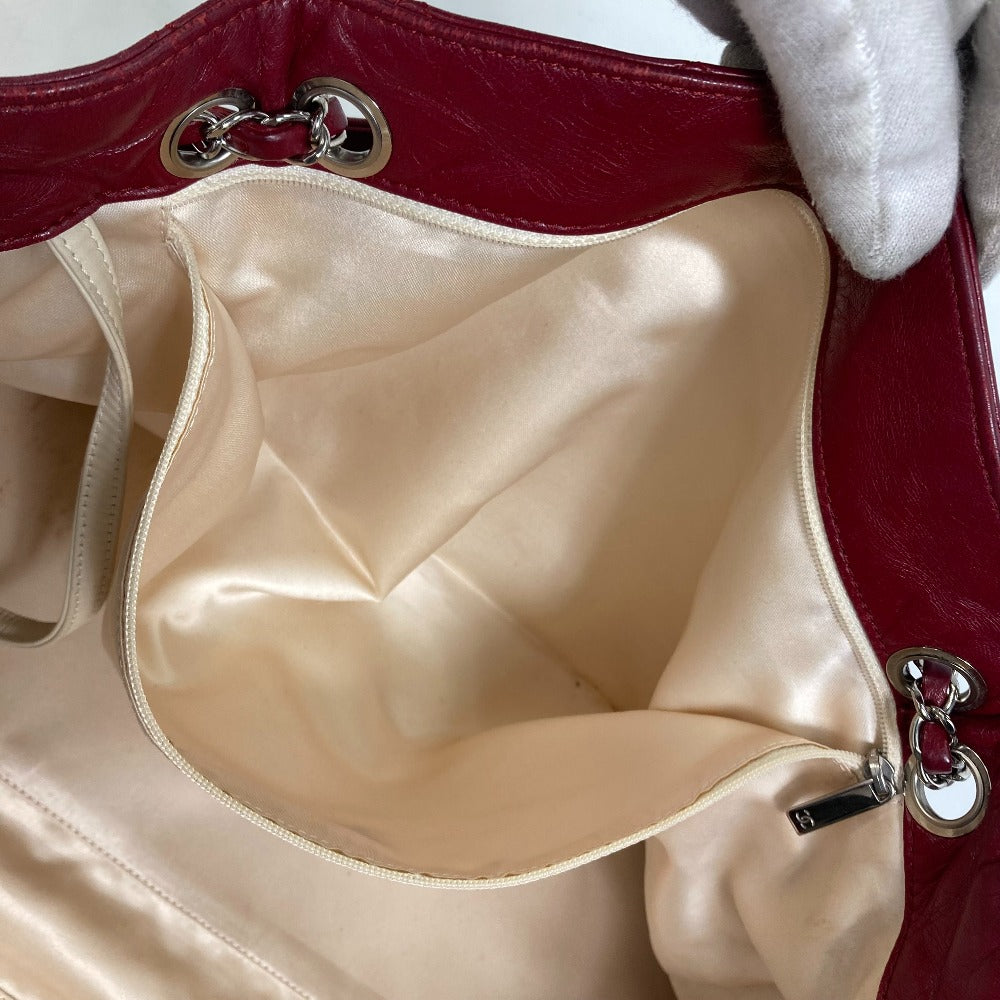 CHANEL Shoulder Bag leather Red Bag Tote Bag quilted shawl 2.55 Matelasse WChain Women Used