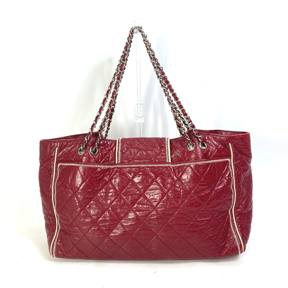 CHANEL Shoulder Bag leather Red Bag Tote Bag quilted shawl 2.55 Matelasse WChain Women Used