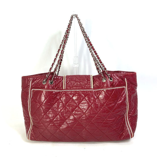 CHANEL Shoulder Bag leather Red Bag Tote Bag quilted shawl 2.55 Matelasse WChain Women Used
