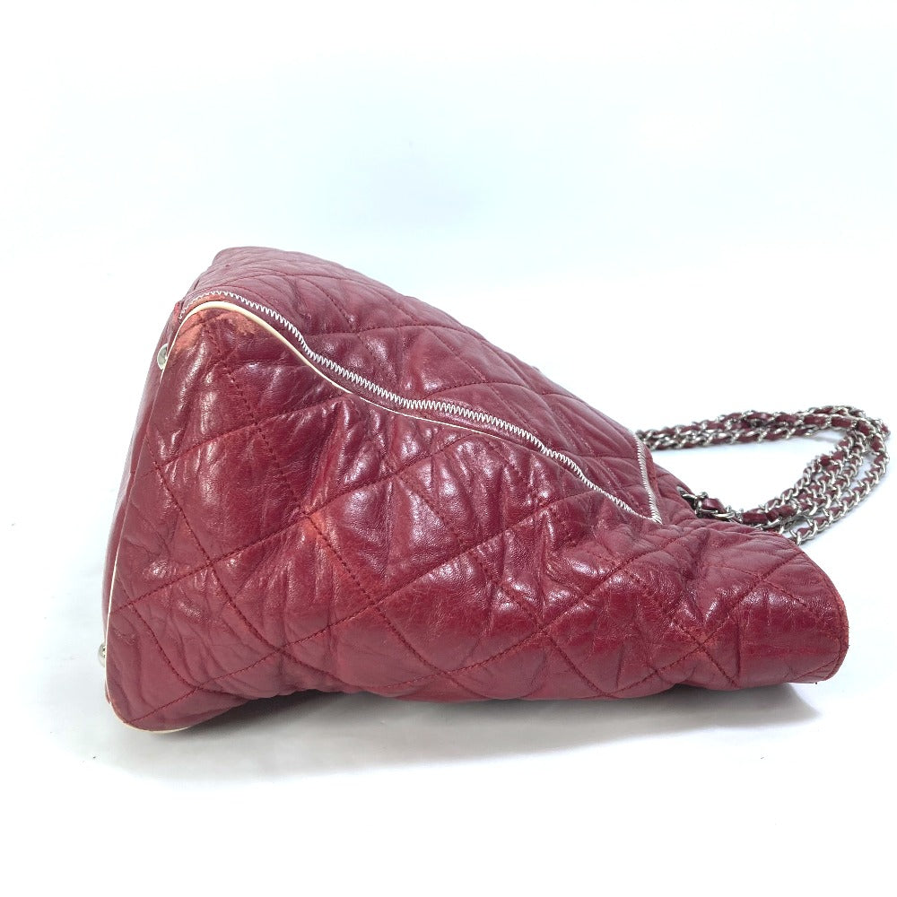 CHANEL Shoulder Bag leather Red Bag Tote Bag quilted shawl 2.55 Matelasse WChain Women Used