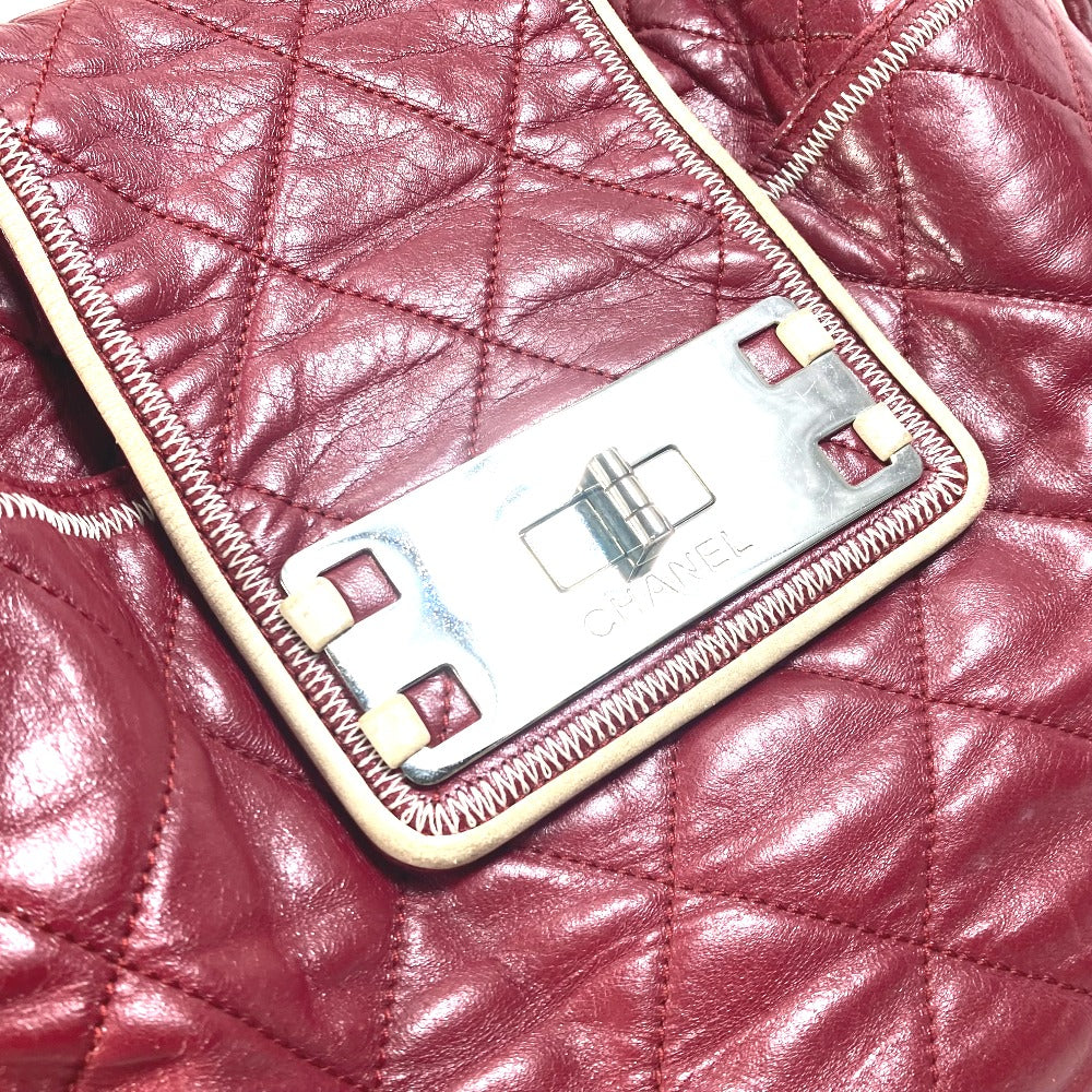 CHANEL Shoulder Bag leather Red Bag Tote Bag quilted shawl 2.55 Matelasse WChain Women Used