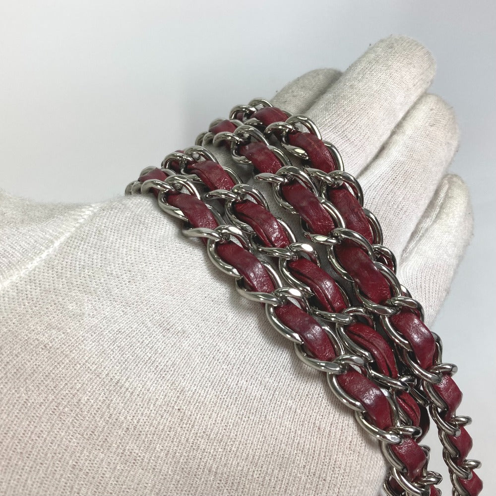 CHANEL Shoulder Bag leather Red Bag Tote Bag quilted shawl 2.55 Matelasse WChain Women Used