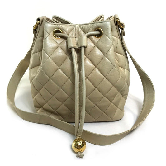 CHANEL Shoulder Bag lambskin beige coco ball matelasse Shoulder Bag Women Used