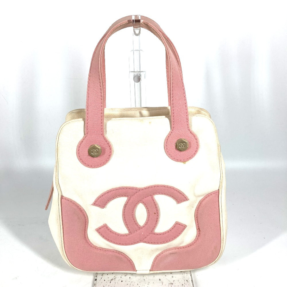 CHANEL Tote Bag canvas pink CC COCO Mark Marshmallow