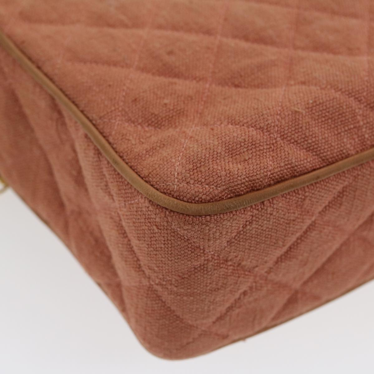 Top Quality Chanel Diana Turn Lock Chain Shoulder Bag Linen Fringe Pink CC Auth 30153A