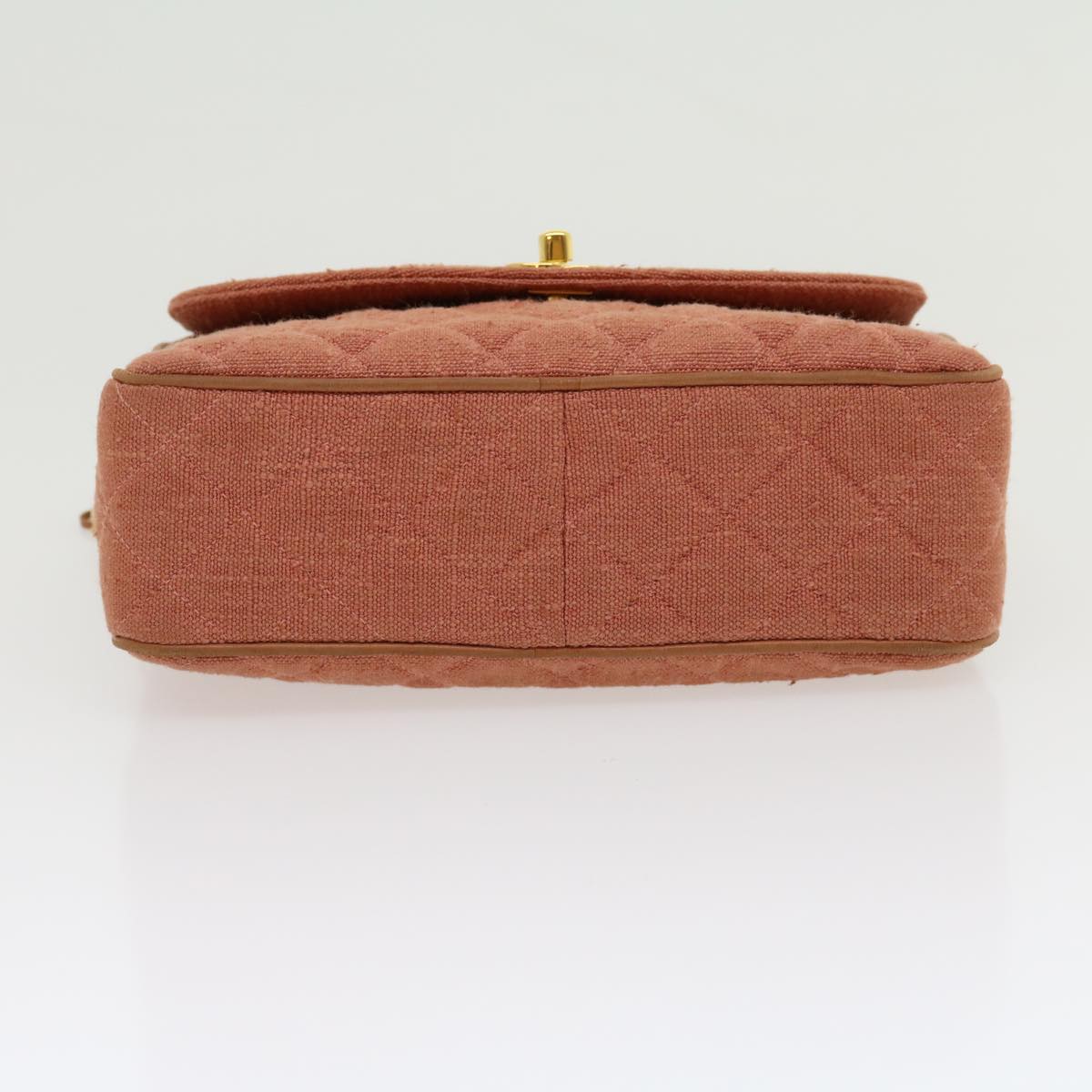 Top Quality Chanel Diana Turn Lock Chain Shoulder Bag Linen Fringe Pink CC Auth 30153A